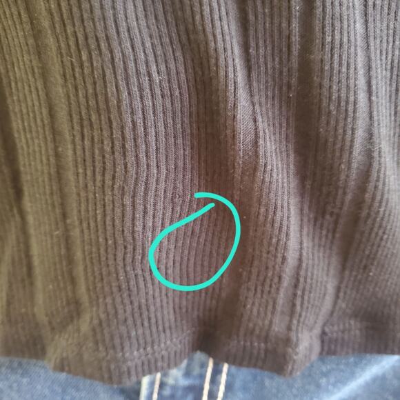 Nation LTD Size S Black Vertical Ribbed Crew Neck TShirt Tee **TINY FLAW** - Picture 3 of 9